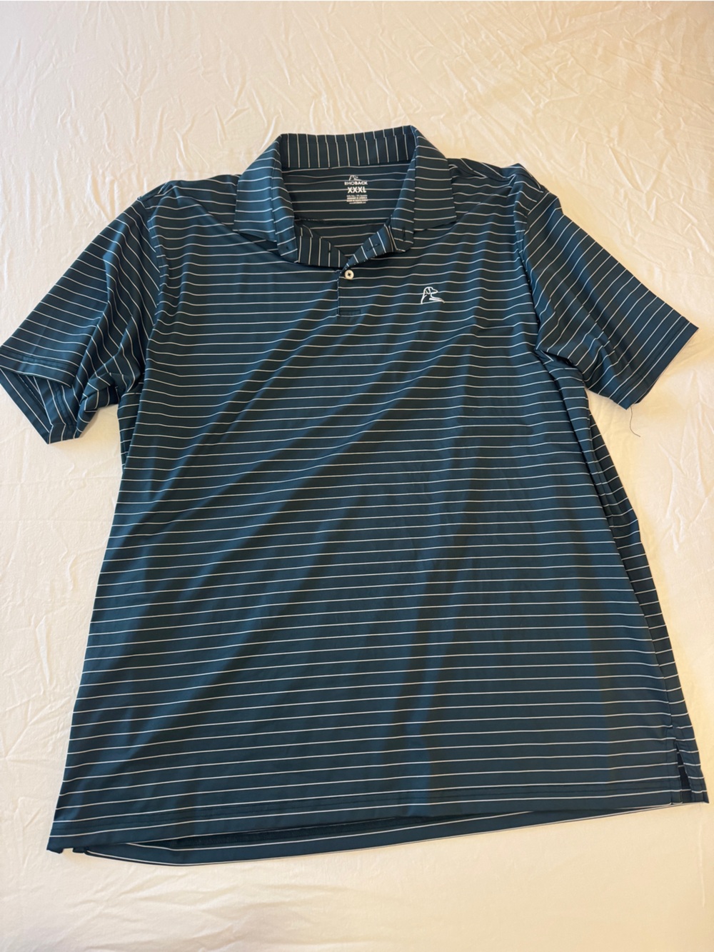 Rhoback dark green Polo with Thin White Stripes